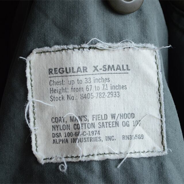 68年製 M-65 フィールドジャケット 2nd セカンド REGULAR X-SMALL