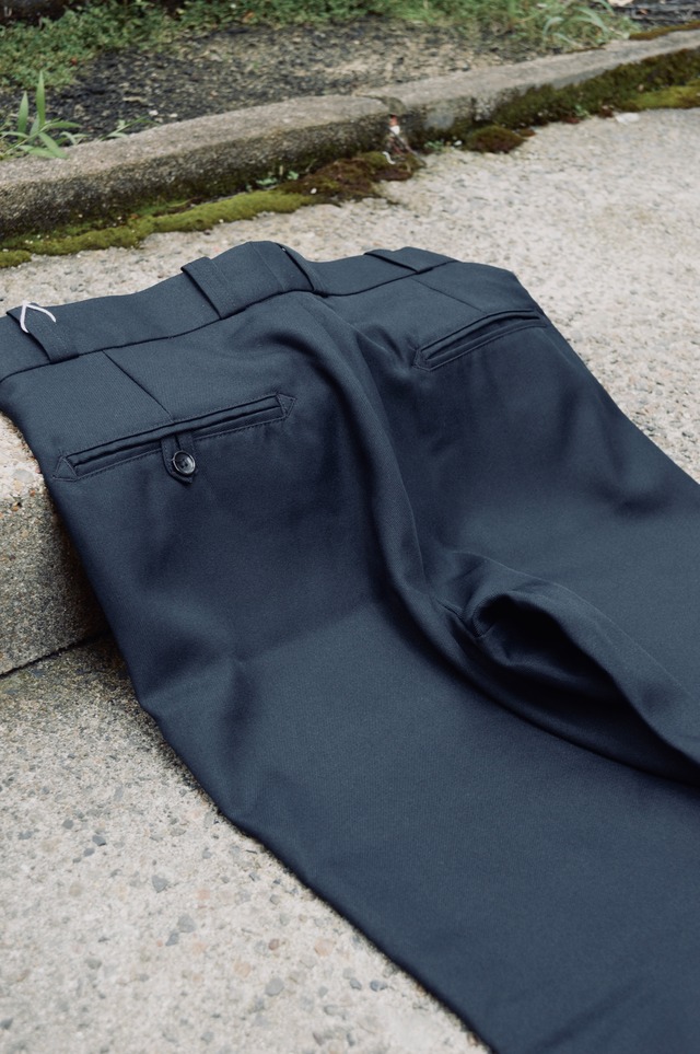 PRE_ remade poly slacks USA remade custom trousers プレ スラックス USA製 BLACK 34