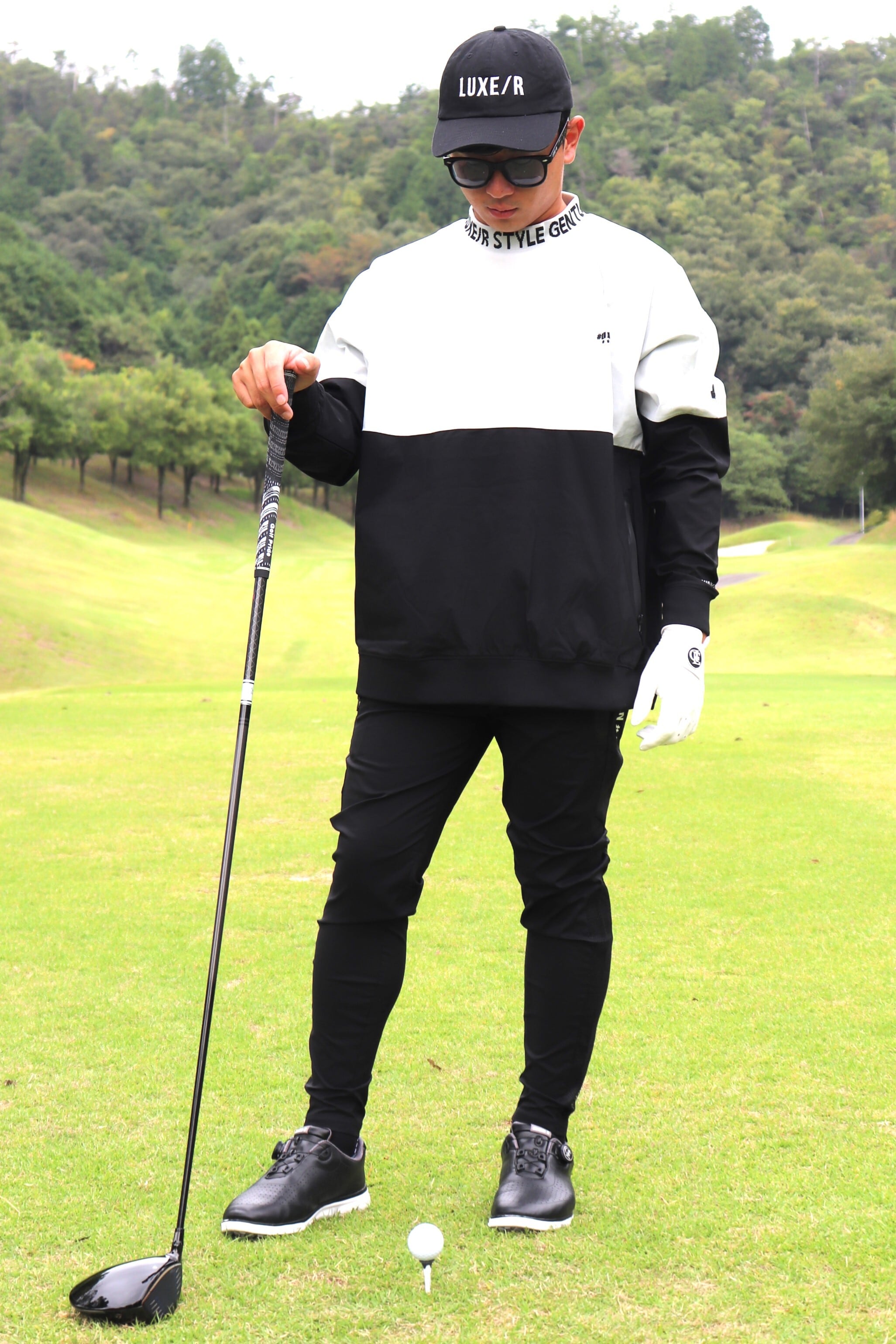 LUXE/R GOLF】（45858）＊撥水加工 防水 ファスナー メッシュ貼り付け