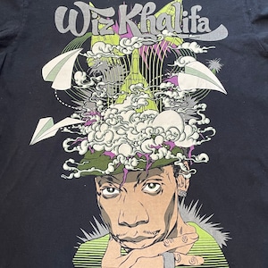 【optima】メキシコ製 ウィズカリファ Wiz Khalifa ビッグプリント ラップTシャツ hiphop 音楽t Mサイズ US古着 アメリカ古着