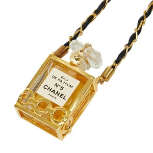 シャネル NO.5 パフュームボトル チェーン ペンダント ネックレス ブラック ゴールド プラスチック メッキ レディース CHANEL 【中古】