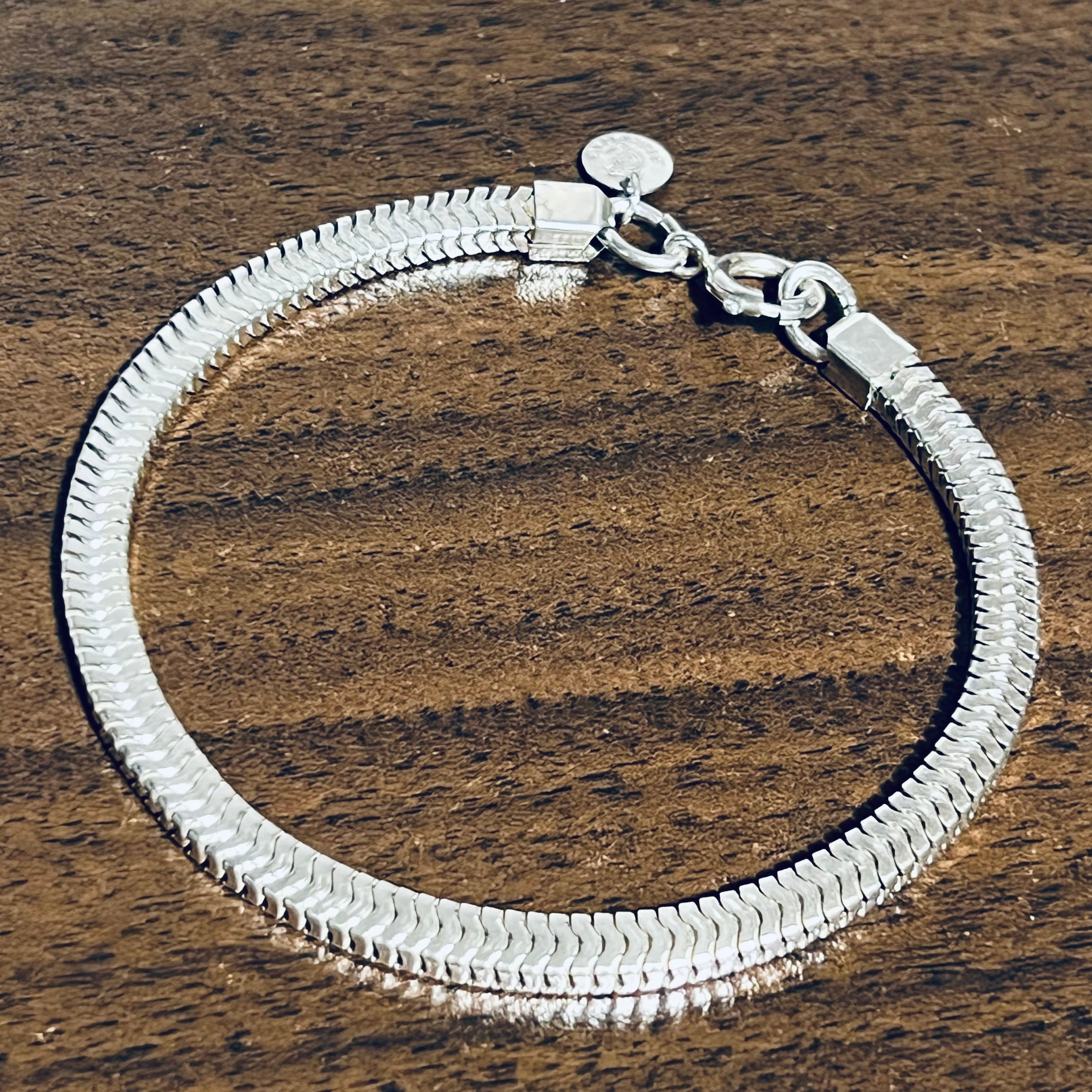 VINTAGE TIFFANY & CO. Square Snake Chain Bracelet Sterling Silver 