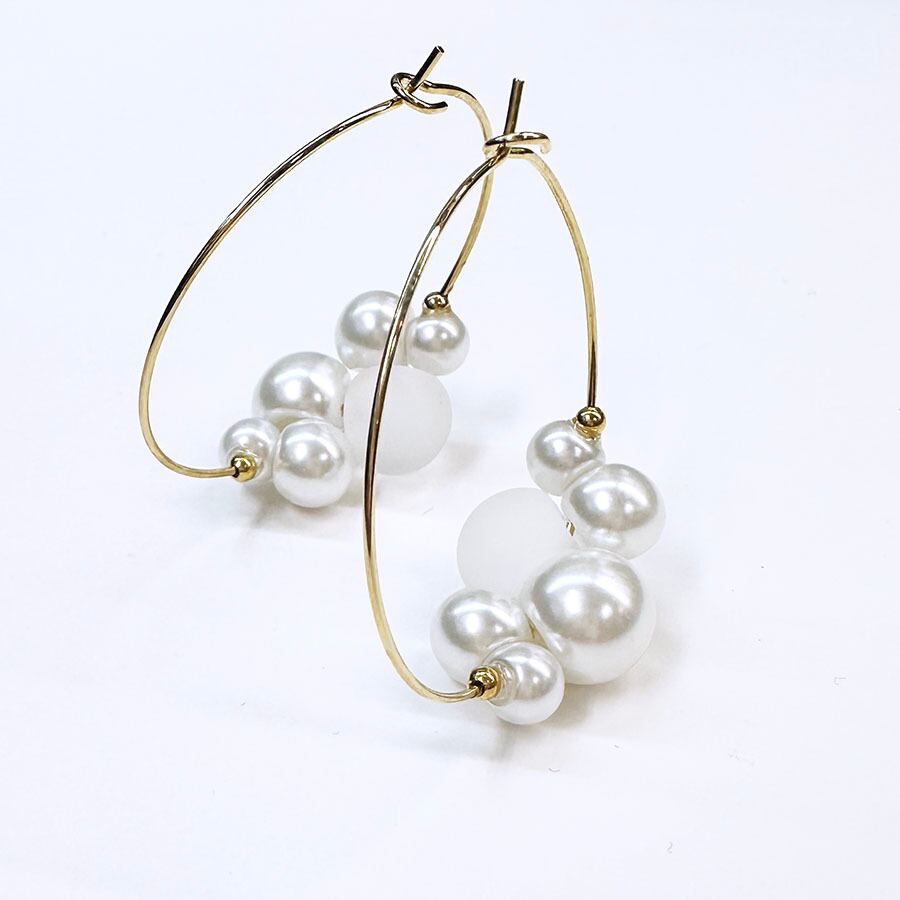 バブルプラパールビッグフープピアス | migknot
