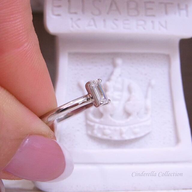 K18YG天然ダイヤモンド☆エメラルドカットビッグウィンクリング