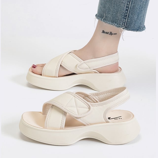 サンダル レディース シューズ 靴 厚底 おしゃれ かっこいい かわいい シンプル スポーティ ブラック/ベージュ 22.5cm/23cm/23.5cm/24cm/24.5cm/25cm