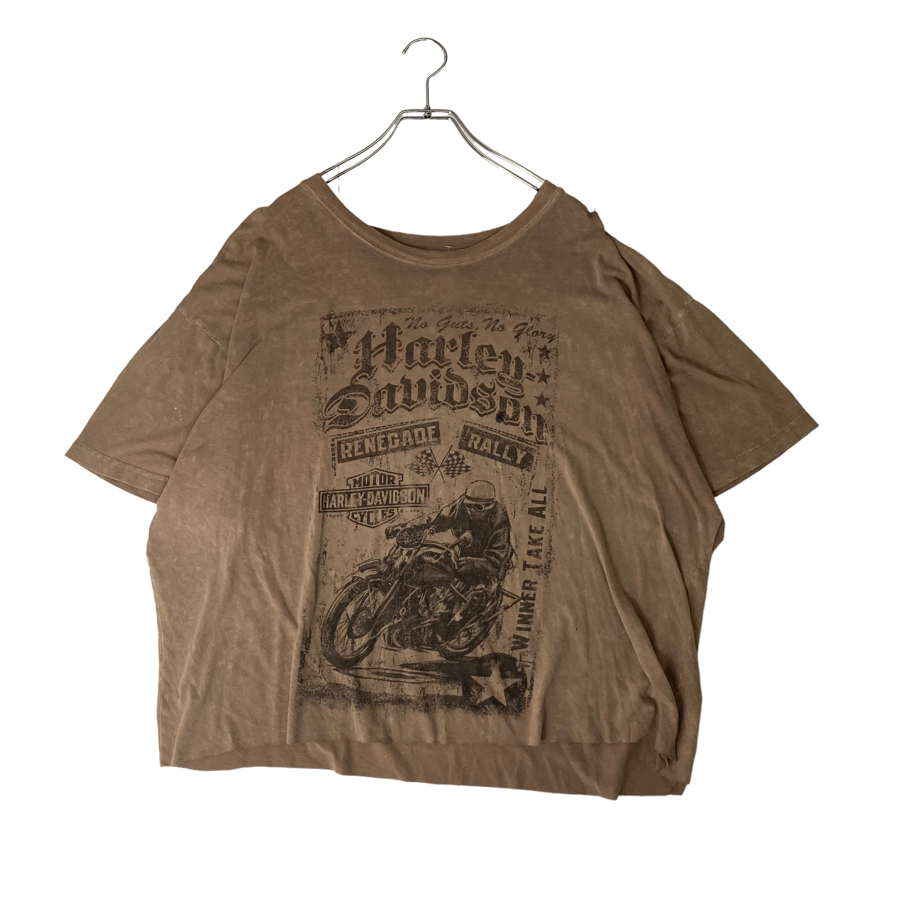 ハーレーダビッドソン イラストプリント ダメージリメイク 半袖Tシャツ ショート丈リメイク】HARLEY DAVIDSON 半袖Tシャツ XL プリント | 古着