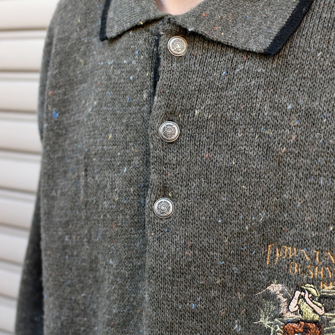 embroidery design marble nep knit polo