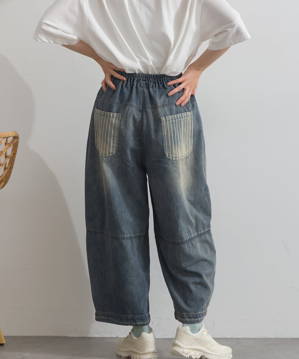 D262121 パッチワーク風ダメージデニムパンツ / Patchwork Style