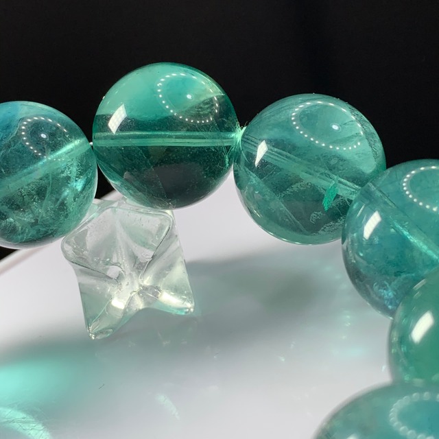 f48大玉♪グリーンフローライトブレスレット