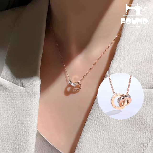 Titanium Steel Interlocking Rings Necklace(FD230)