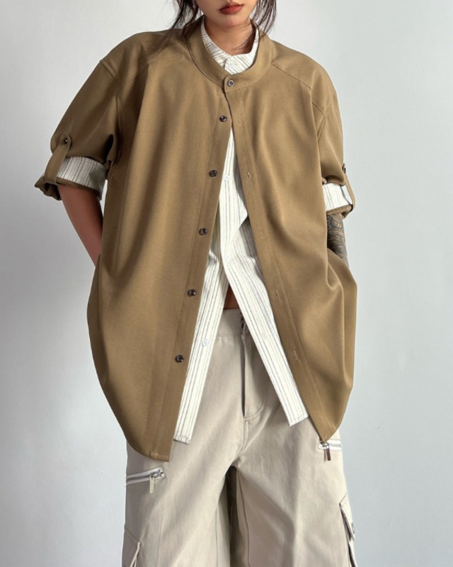 Layered Roll Up Sleeve Shirt［A0515］