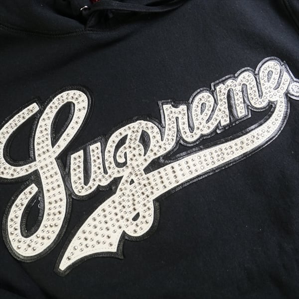 SizeM SUPREME シュプリーム SS Studded Leather Script Hooded