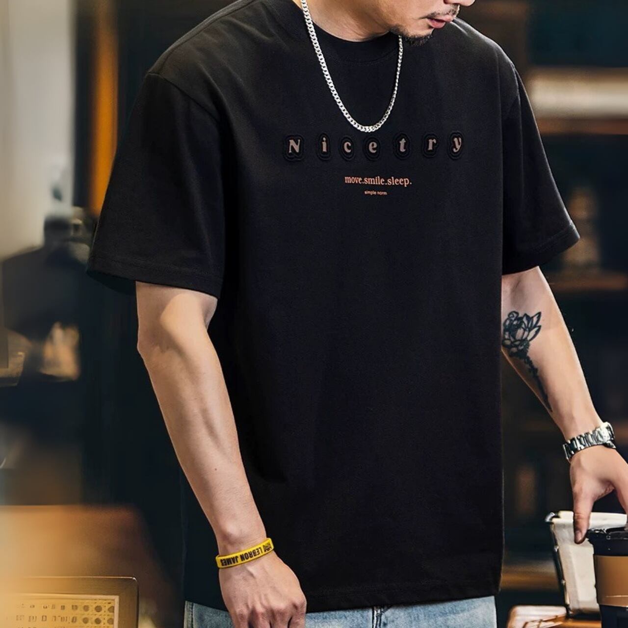 グラフィックプリント ボックスシルエット クルーネックTシャツ 00517