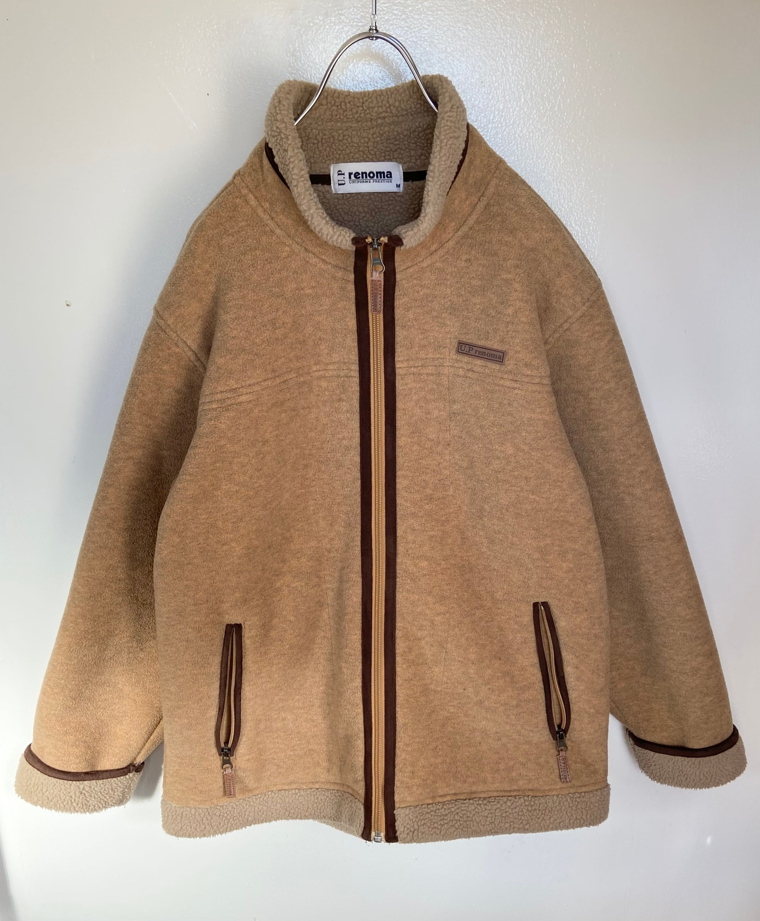 renoma ブラウンジャケット フリース 古着 renoma/レノマ フリース ブラウンベージュ ジャケット 裏地ボア
