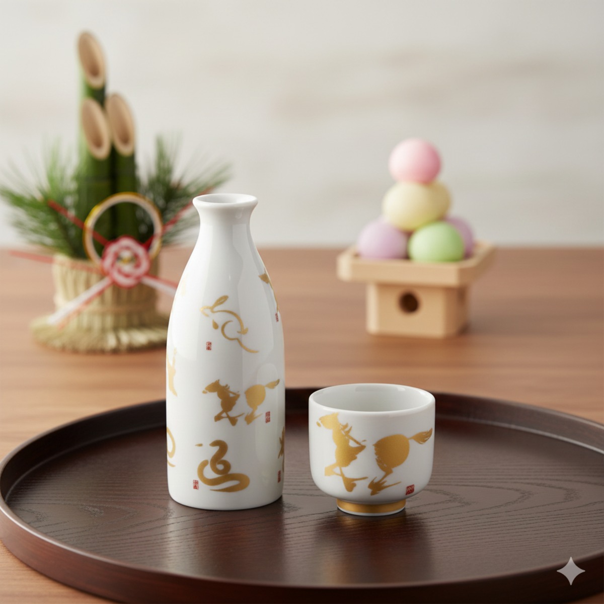 y090 和気亀亭 染付 人物図 徳利 華中亭道八 白磁 酒盃 盃 酒器 十二支 干支コレクション 5勺【馬】干支徳利（小）セット 盃 日本酒 酒