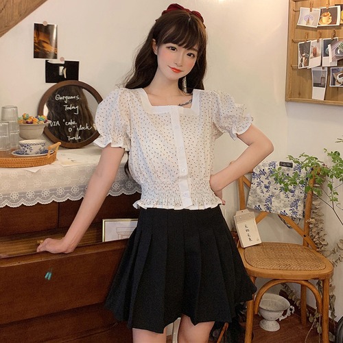 ✞ シャツブラウス花柄トップス スクウェア ✞ゴスロリ SM ミリ 甘ロリ クラロリ 和ロリ エレガント 黒ロリ 姫ロリ 華ロリ BB-BB0225684