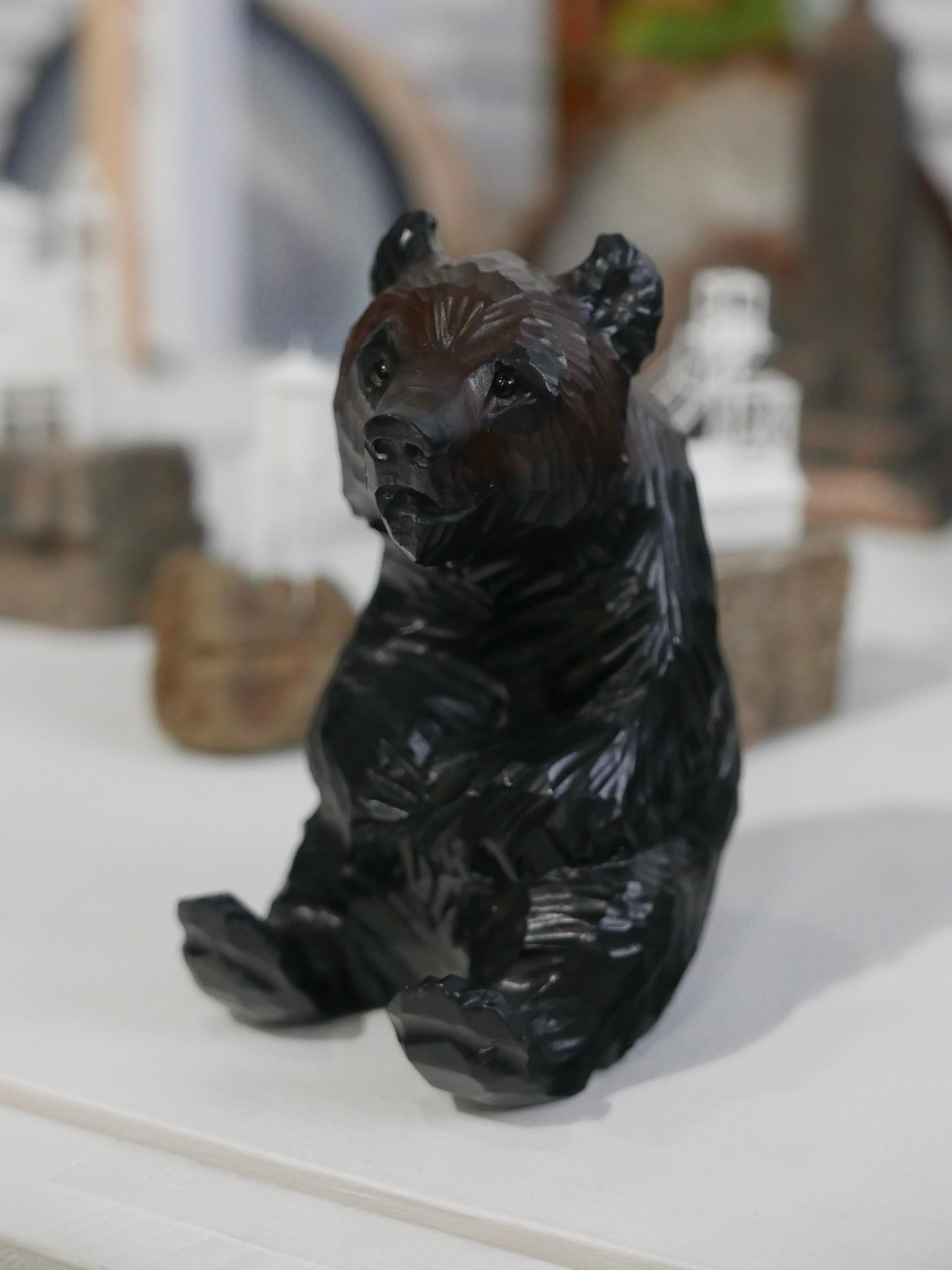 old japan seated wooden bear