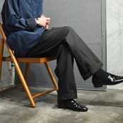 2tuck stripe slacks dark brown