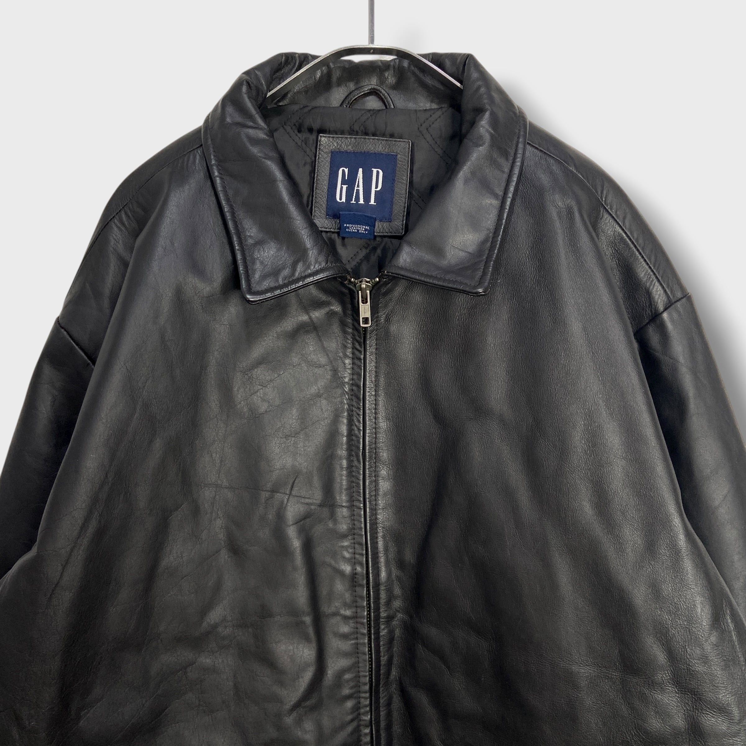 90s GAP オールドギャップ レザージャケット スポーツジャケット 黒 XL