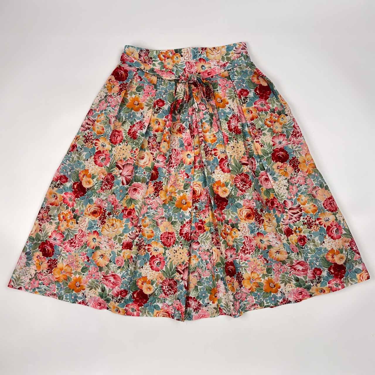 80s 上下 Cacharel キャシャレル 花柄 半袖シャツ スカート W62/マルチ レディース レトロ ビンテージ