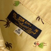 90s SUN SURF サンサーフ ヤシの木 フラガール 7分袖 ハワイアンシャツ アロハシャツ XL/イエロー系 メンズ/東洋エンタープライズ