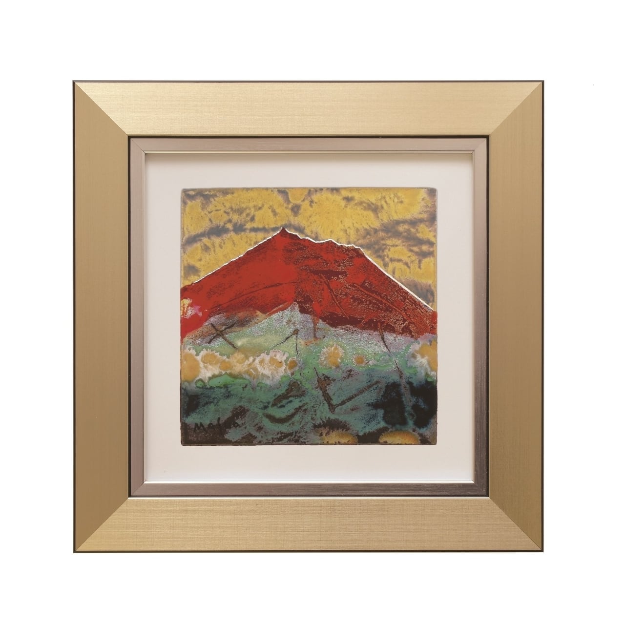 彫金パネル 赤富士 (小) 池田満寿夫画