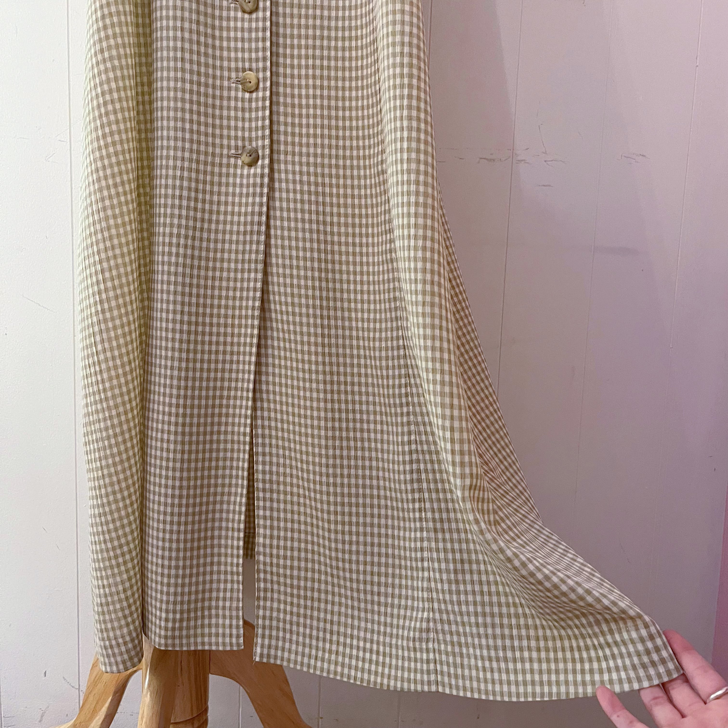 green gingham check one-piece