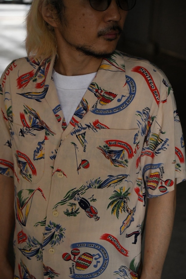 OK/50-60's "unknown" rayon hawaian shirt