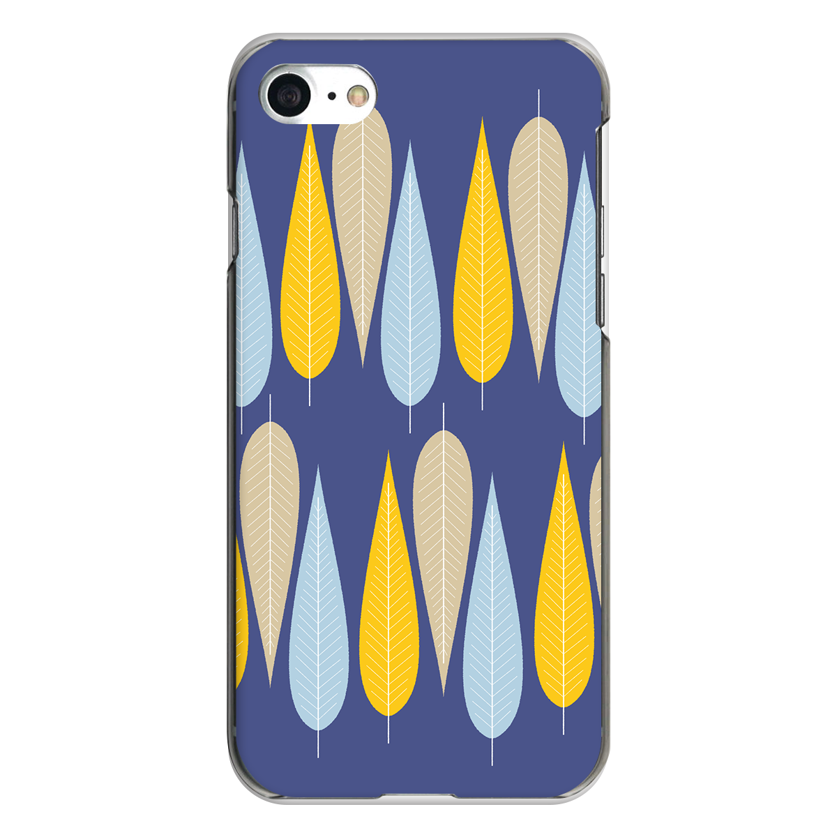 iPhone対応 スマホ ハードケース クリア リーフ ブルー モダン デザイナーズ 【iPhone17 / iPhone16e / AQUOS / Xperia 他 iPhone / Android ほぼ全機種対応】 |desr2460