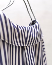 METHO - Open collor flat shirt shortsleeve : Blue stripe