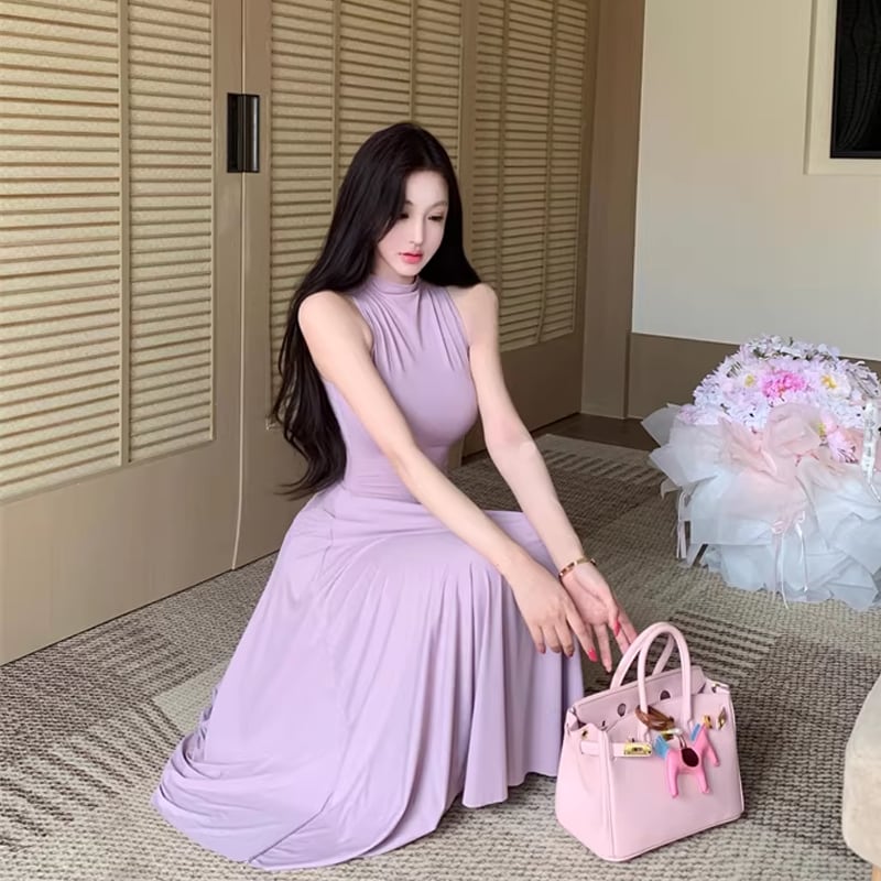 【dress】ノースリーブロングワンピース Q8375