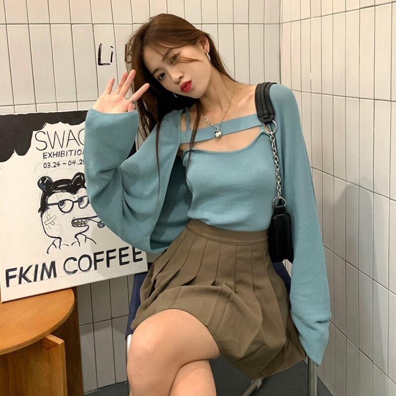 ブラウス カーディガンスプリングオータムセーター ロング 春物 秋物 萌量不足38089810601