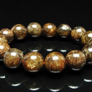 ルチルクォーツ ブレスレット 14mm ブロンズルチル ブレス 一点物 111-50821