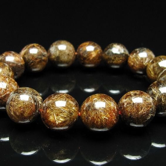 ルチルクォーツ ブレスレット 14mm ブロンズルチル ブレス 一点物 111-50821
