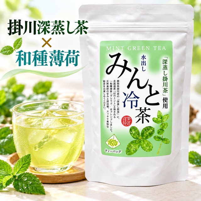 荻野商店 水出しミント緑茶 掛川深蒸し茶×北海道産和種薄荷 国産抹茶入り ティーバッグ 4g×10包