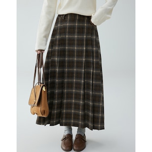 retro high waist casual plaid skirt