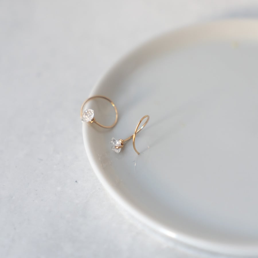 **再販**ハーキマーダイヤモンドの2way|14kgf天然石ピアス