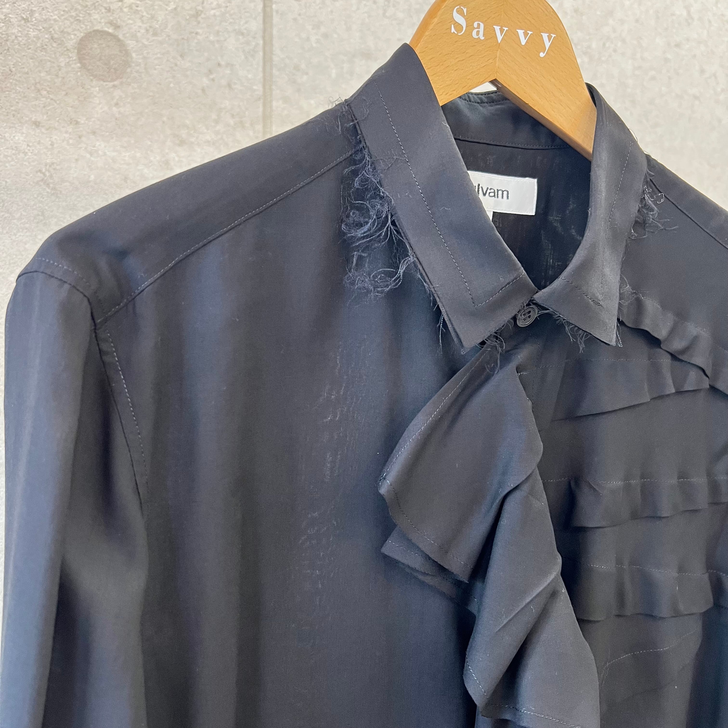 sulvam – 左前タックレーヨンシャツ (BLACK) | Savvy（大分市セレクト