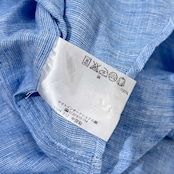 リネン100% Crocodile クロコダイル 5分袖シャツ M/ブルー メンズ