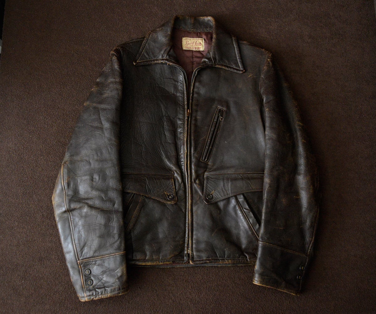 ビンテージ　レザージャケット　1940s ホースハイド　US36位 40s SPORT JACK HORSEHIDE JACKET 38 | SECOND TIME GLORY