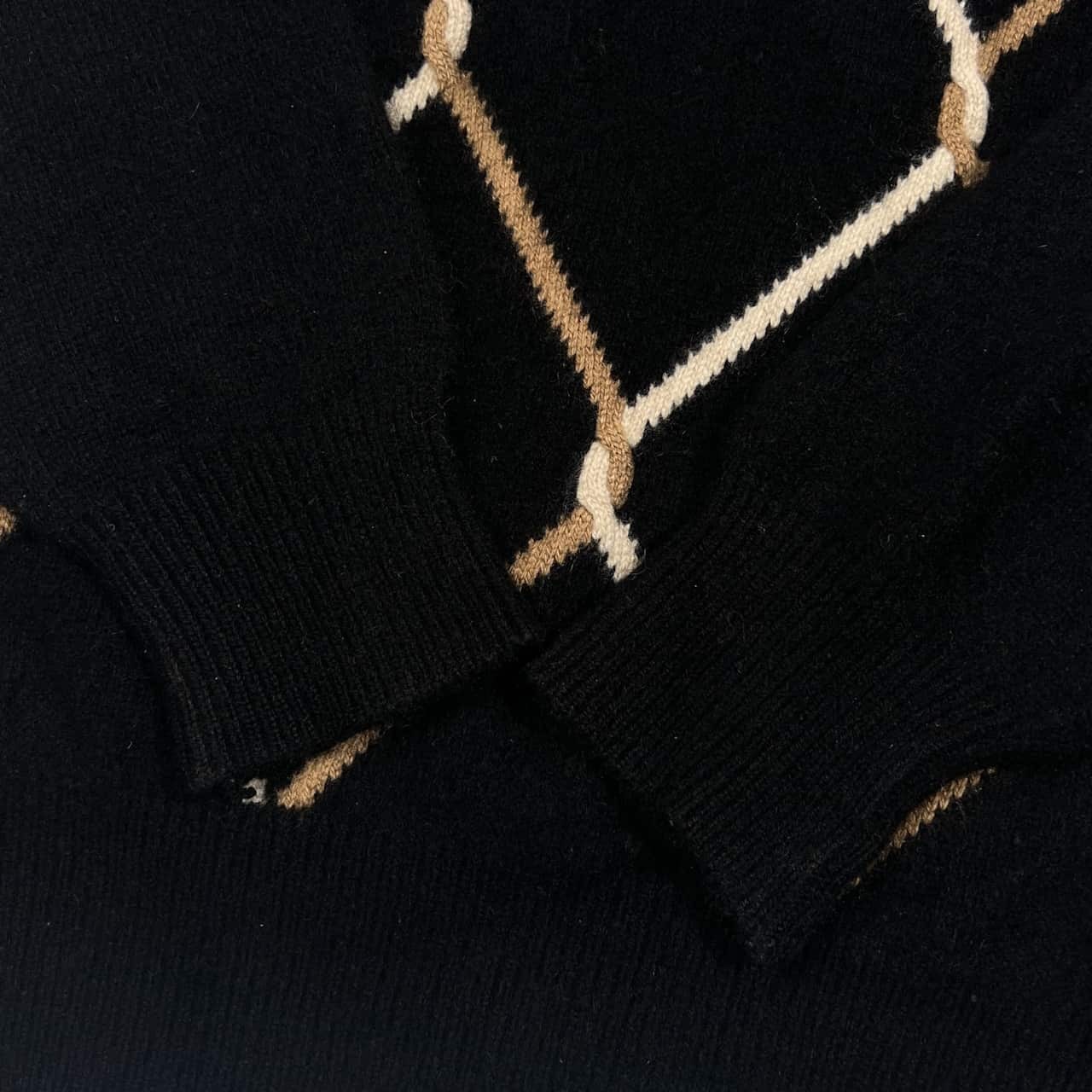 カシミヤ100% Paese Eterno パッセエテルノ Vネック デザイン ニット セーター M/ブラック メンズ