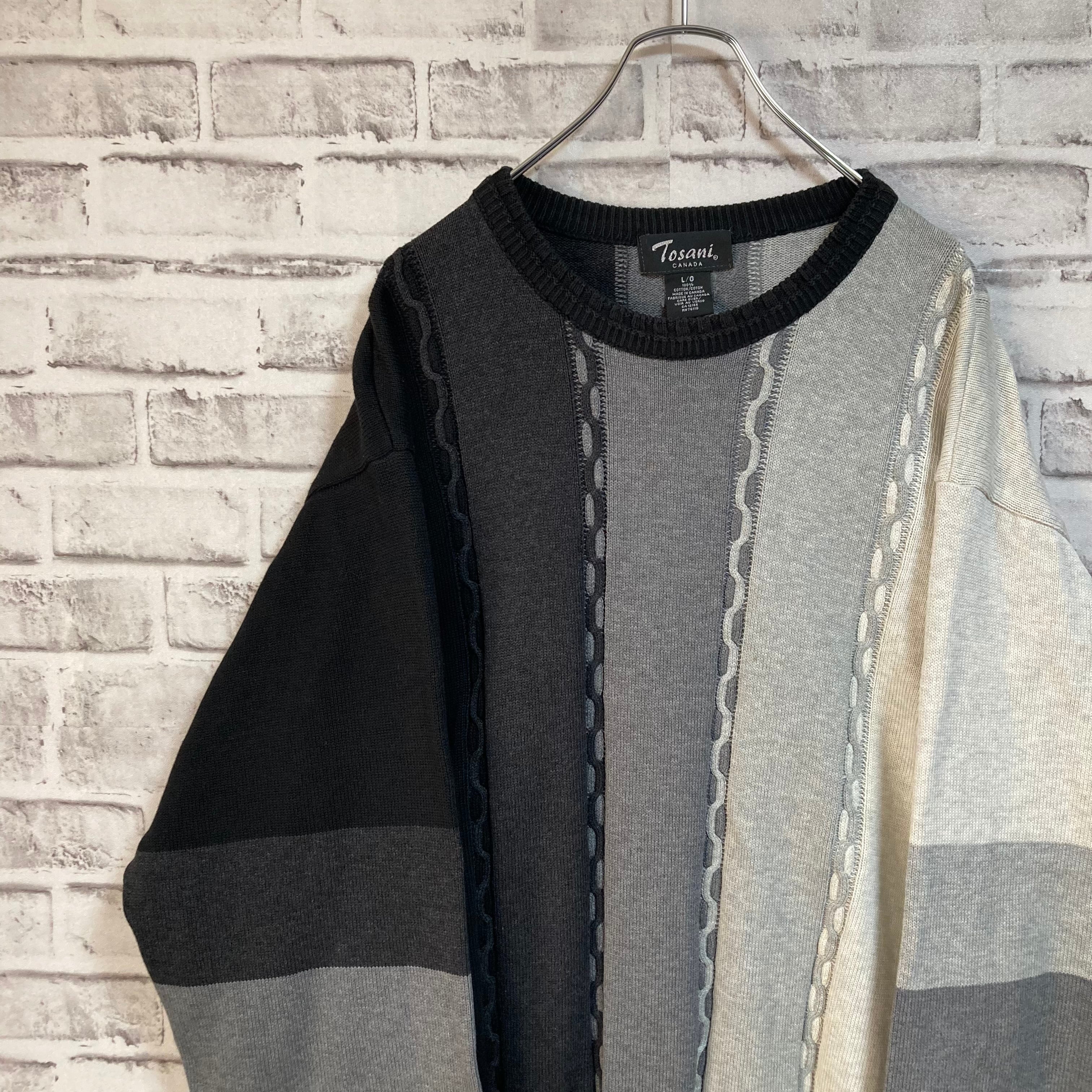 TOSANI】Design Knit L Made in CANADA カナダ製 モノトーン 3Dニット