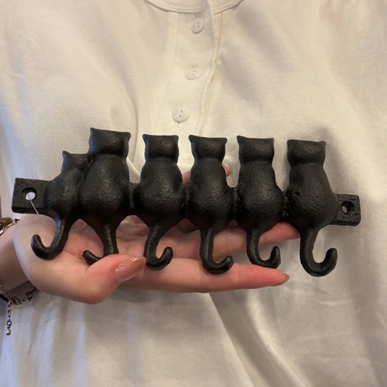 DULTON CATS HOOK ANTIQUE BLACK / ダルトン キャット フック アンティークブラック 猫 ネコ アイアン アンティーク調 アニマル かわいい おしゃれ ビス付 6連 DIY 店舗ディスプレイ