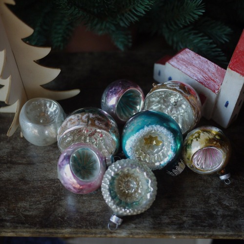 リフレクターオーナメント8個　マーキュリーガラス　クリスマス　西ドイツ