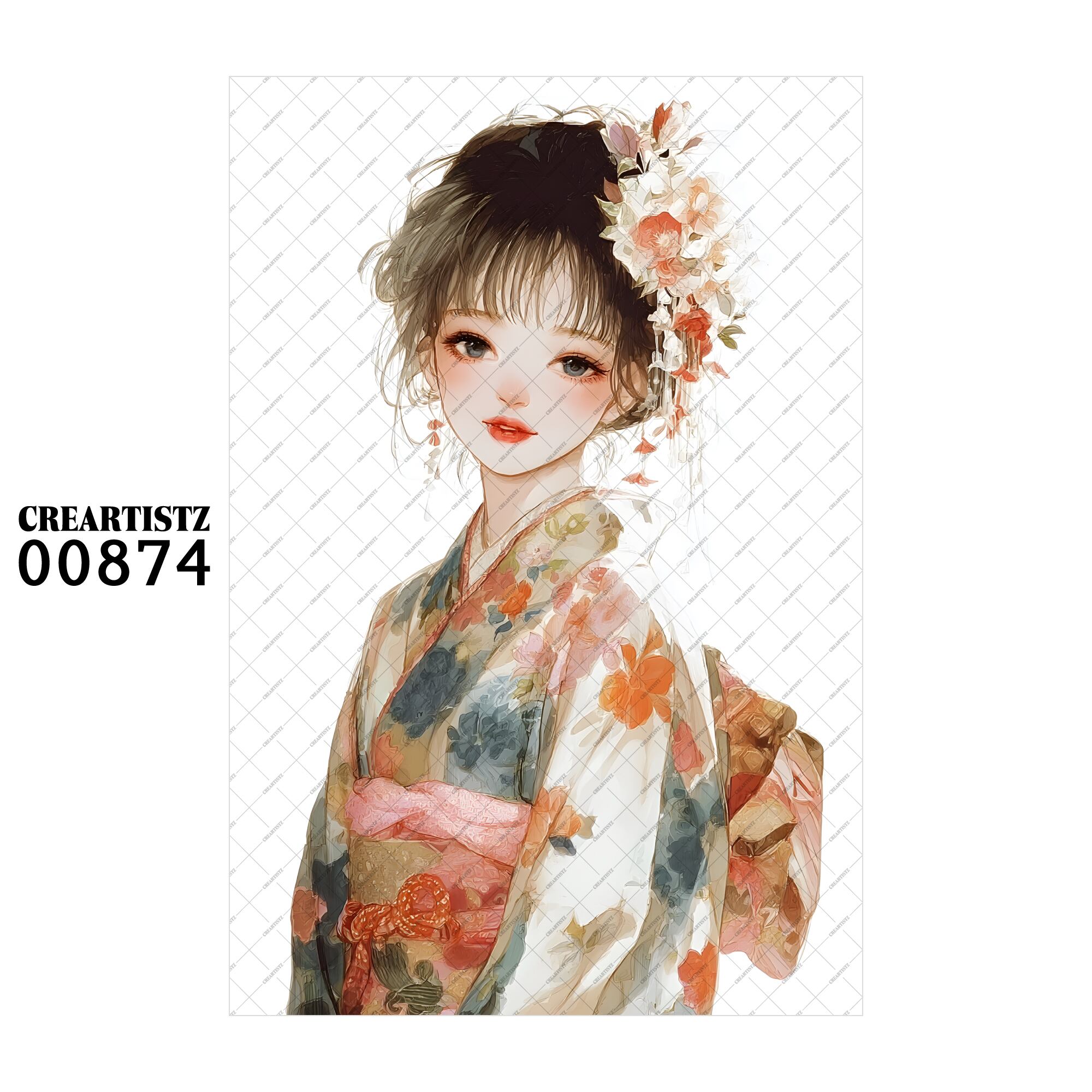 00874 ガール キュート オリジナル ペーパー/ステッカー 4枚セット CREARTISTZ