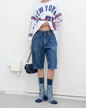 1950s BAYLY - good damaged cut-off denim shorts