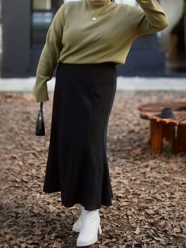 履くだけですっと美シルエット マーメイドスカート 大人可愛い 上品 おしゃれ Aライン 脚長 細見え 体型カバー 大きいサイズ 韓国 CH11485