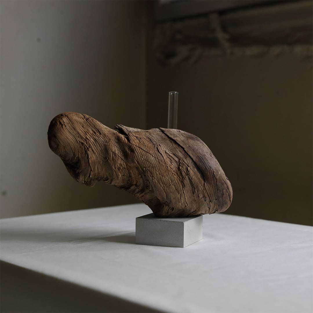 saisei (再生) driftwood flower vase cement 無塗装 | FREEPARK