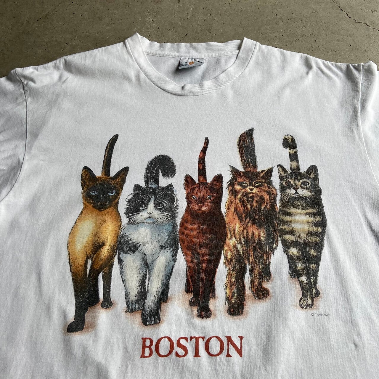 ヴィンテージ　ビンテージ　　猫　アニマル　刺繍　Tシャツ　半袖