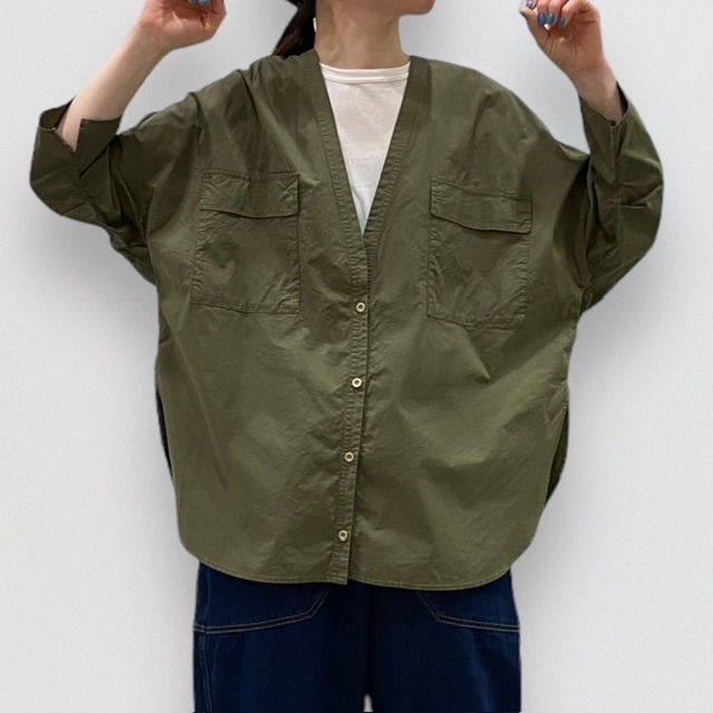 PASSIONE V-neck military shirt jacket